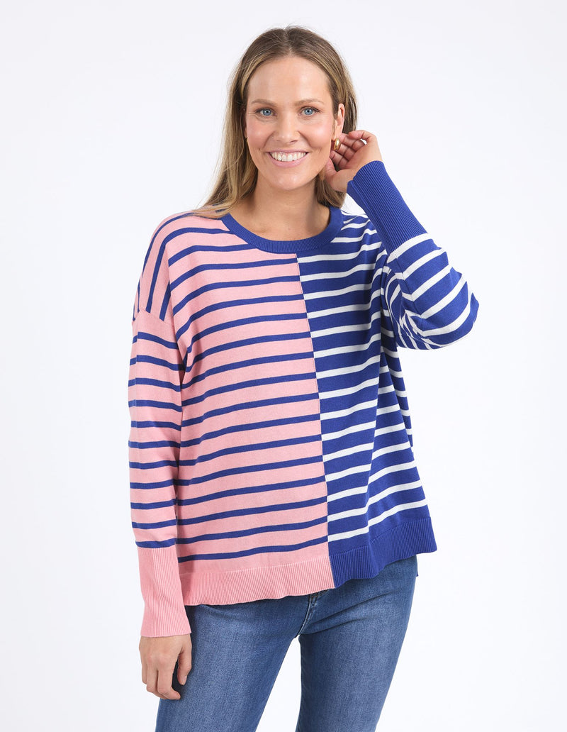 Louise Spliced Knit - Deep Blue/Pink Blush