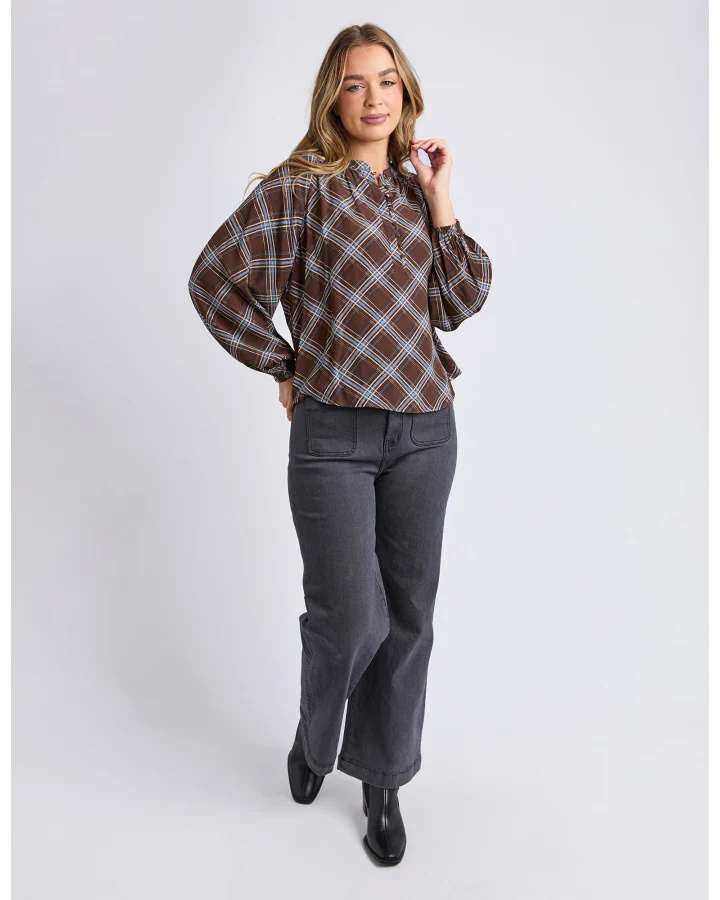 Edison Check Top / Chocolate