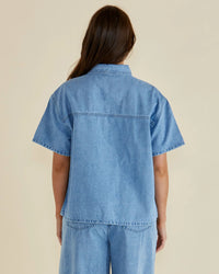 Saffra Short Sleeve Denim Shirt - Medium Wash
