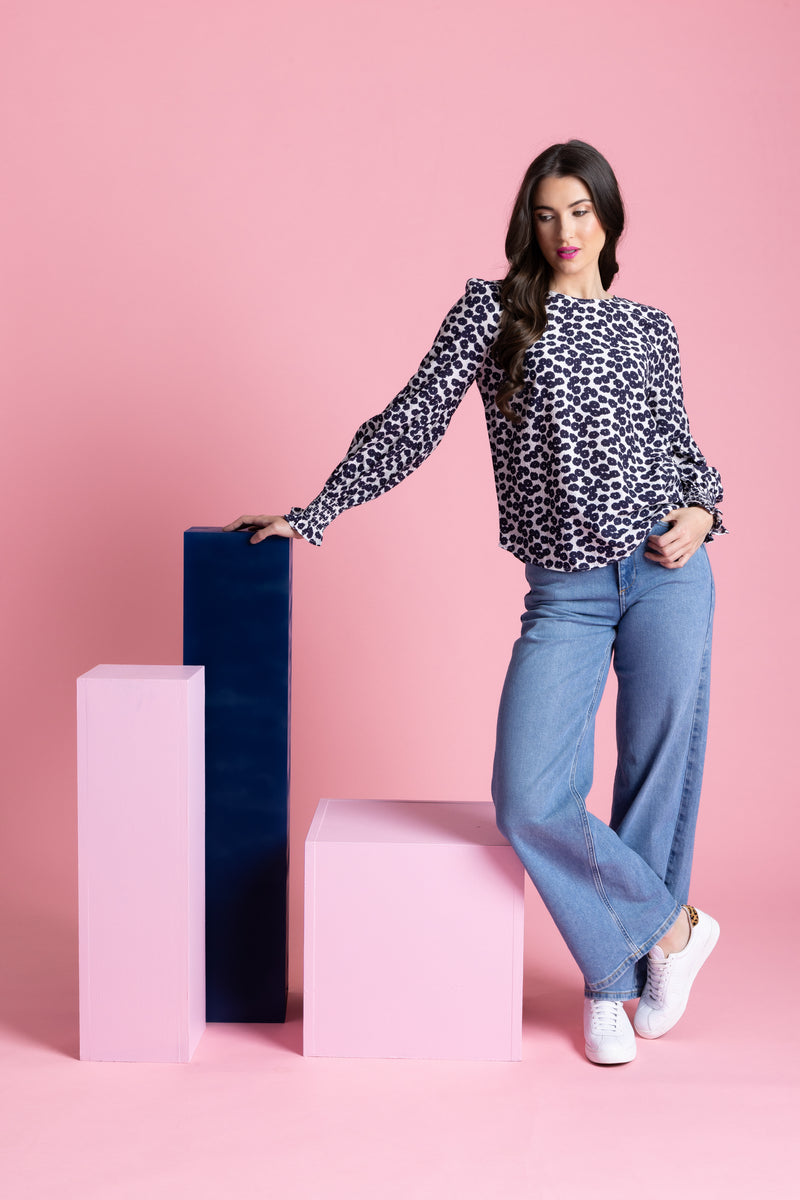 Wishful Top / Navy Poppy - Girl Next Door Fashion