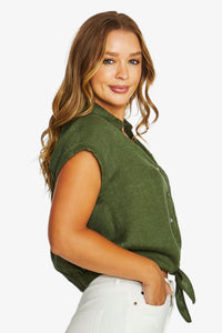 Tie Front Shirt / Everygreen