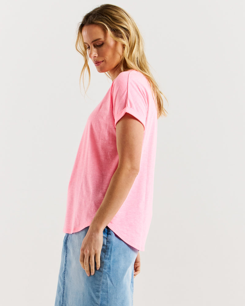 Hailey Short Sleeve Tee - Bright Pink