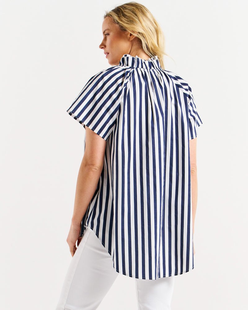 Caspian Blouse - Blue/White Stripe