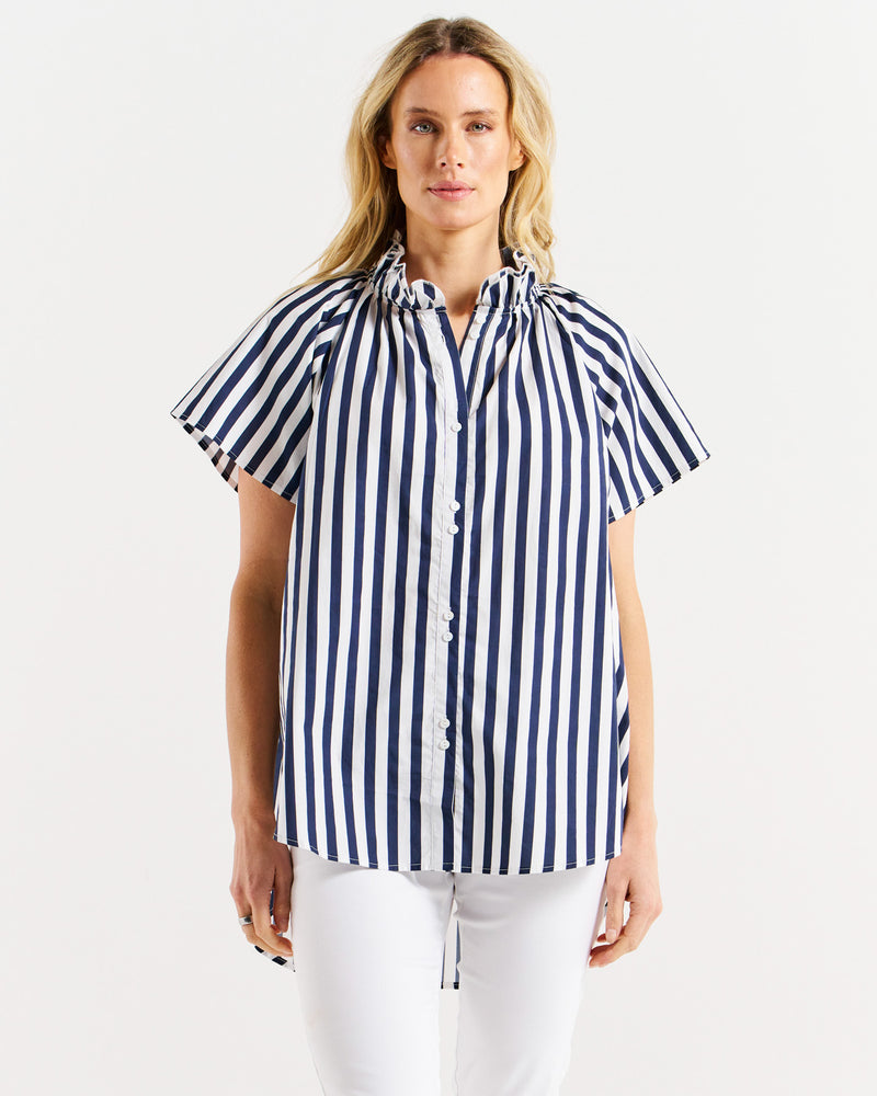 Caspian Blouse - Blue/White Stripe