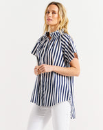 Caspian Blouse - Blue/White Stripe