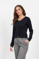 Merino Cropped Cardi - Midnight