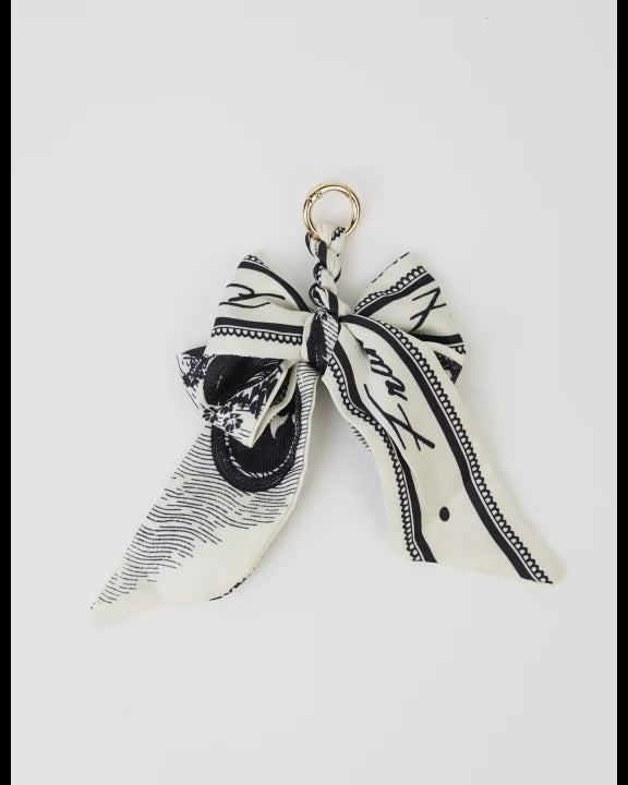 Black & White Patterned Bow Bag/Key Charm