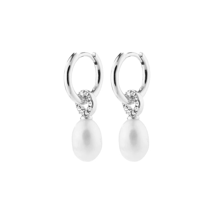 Baker Fresh Water Pearl Earrings - Silver Plated