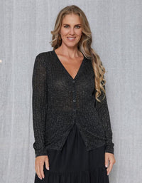 Beverly Lurex Cardigan - Black