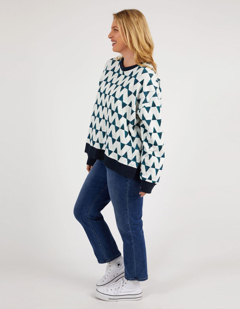 Janey Geo Crew - Navy Geo Print