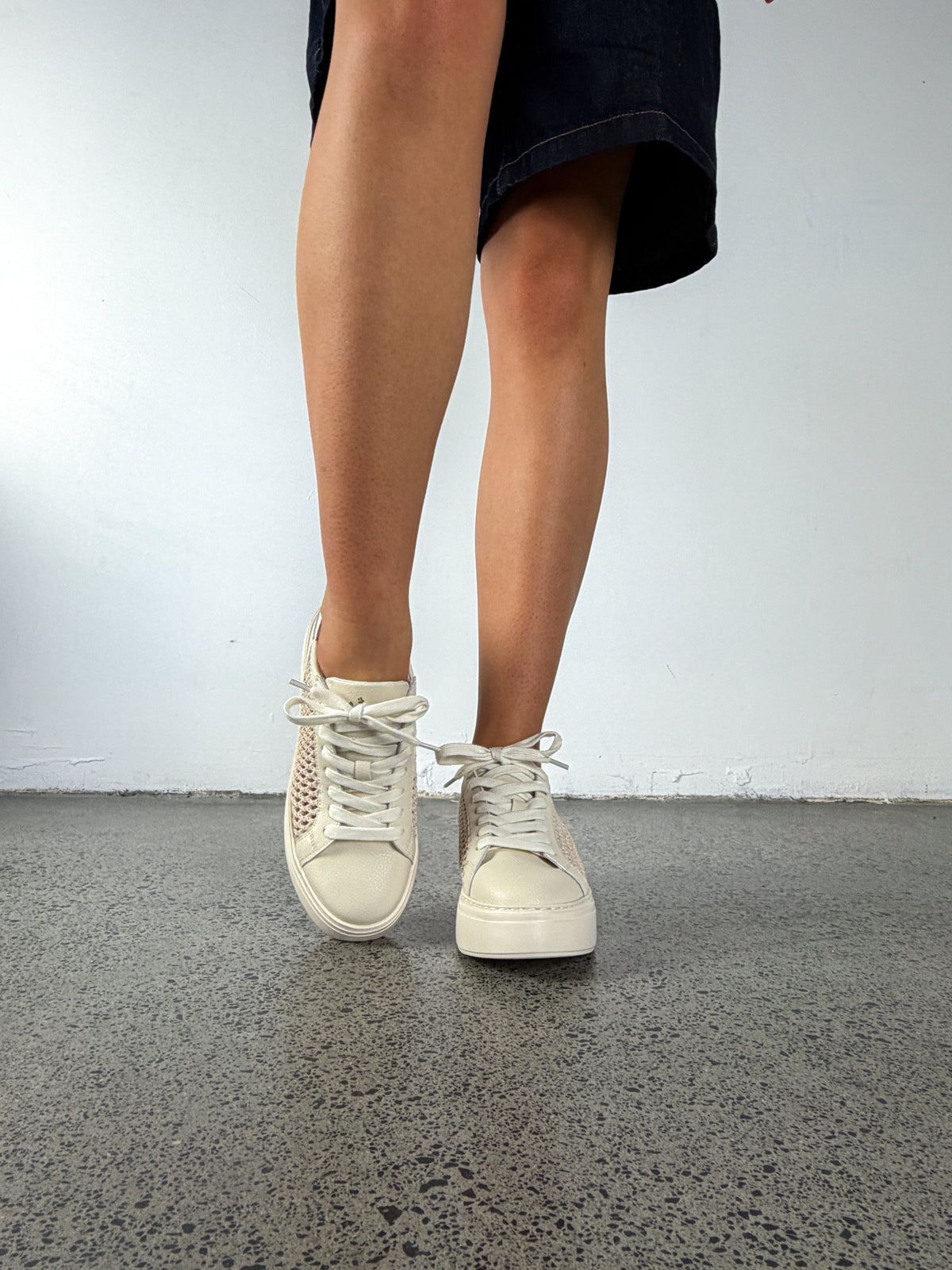 Bibi Leather Mesh Sneaker - Ivory