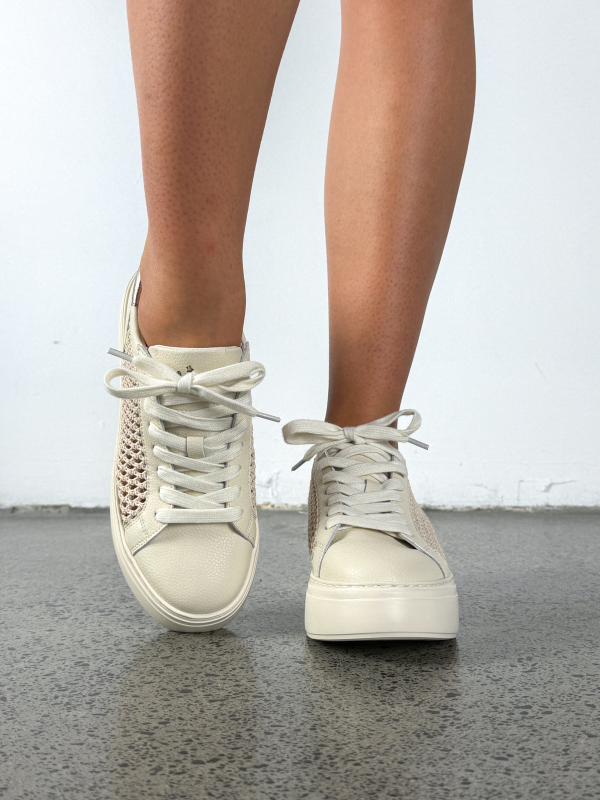 Bibi Leather Mesh Sneaker - Ivory