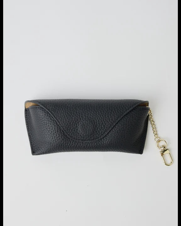 Leather Sunglass Case Keychain - Black