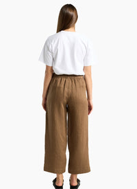 Ester Crop Linen Pant - Cappucino