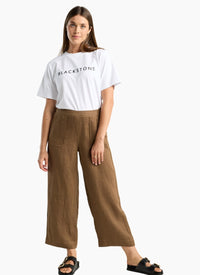 Ester Crop Linen Pant - Cappucino