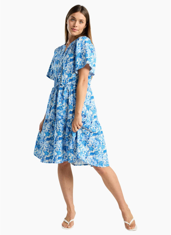 Gemma Tie Waist Dress - Porcelain Garden