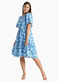 Gemma Tie Waist Dress - Porcelain Garden