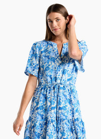 Gemma Tie Waist Dress - Porcelain Garden