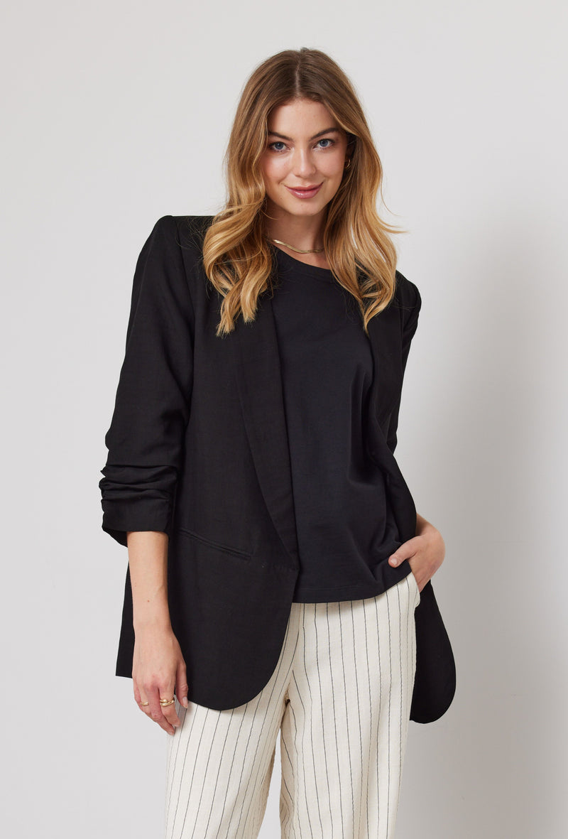 Bodhi Linen Blend Blazer - Black