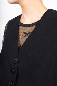 Bow Mesh Top - Black