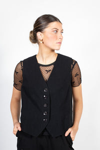 Bow Mesh Top - Black