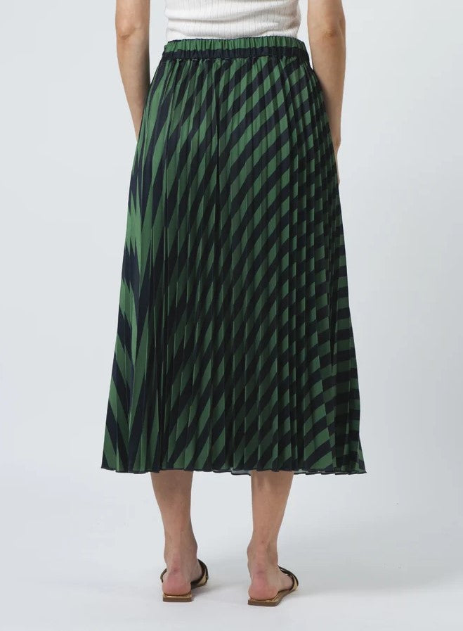 Brigette Skirt  - Navy & Green Stripe