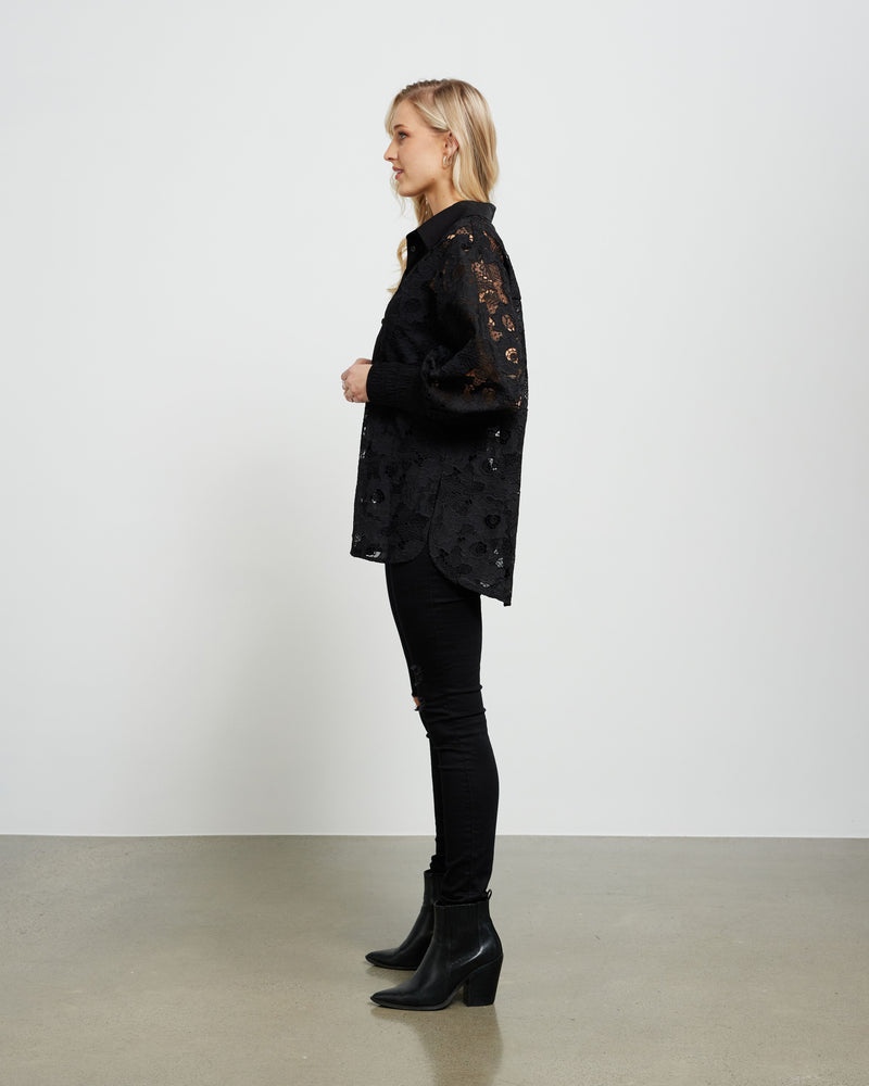 Cecilia Shirt - Black Ornate Lace