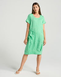 Sabina Bubble Hem Dress - Emerald