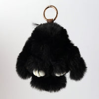 Bunny Faux Gur Keyring - Black