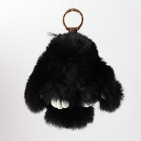 Bunny Faux Gur Keyring - Black