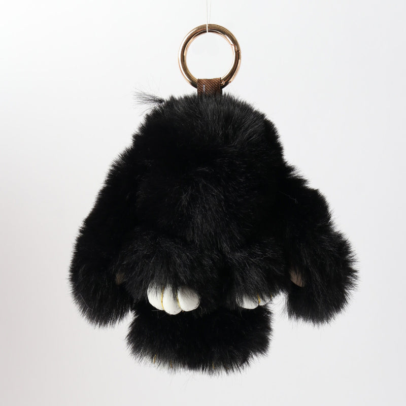 Bunny Faux Gur Keyring - Black