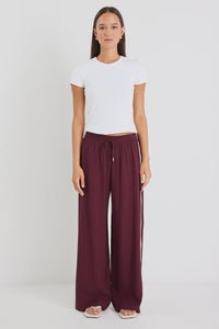 Townie Burgundy Side stripe Elastic Waist Pants