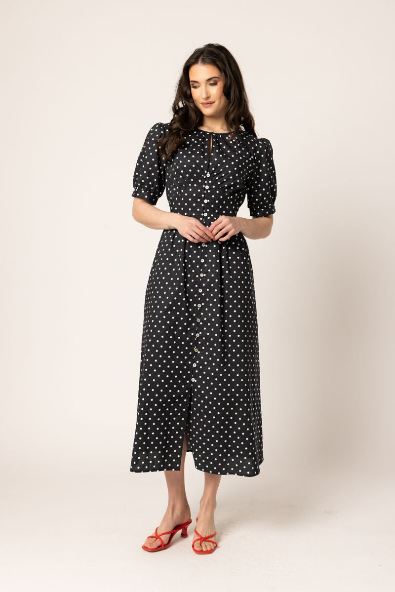 Muse Dress / Black White Cotton Spot