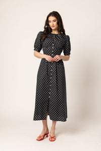 Muse Dress / Black White Cotton Spot