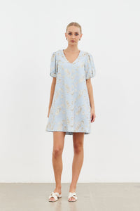 Harmony Mini Dress - Baby Blue Embroidery