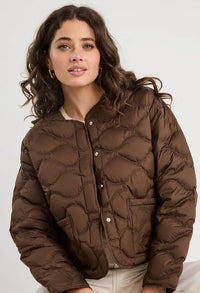 Premium Chocolate Down Filled Quilted Puffer Jacket