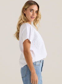 Mira Crochet Tee / White