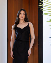 Lace Cami / Black Heavy Satin