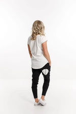 Apartment Pants - Black w White/Grey Cut Circle Dot