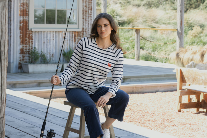 Lover Round Neck Top / Oat & Ink - Girl Next Door Fashion