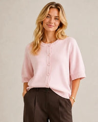 Alex Short Sleeve Cardigan / Bellerina Pink