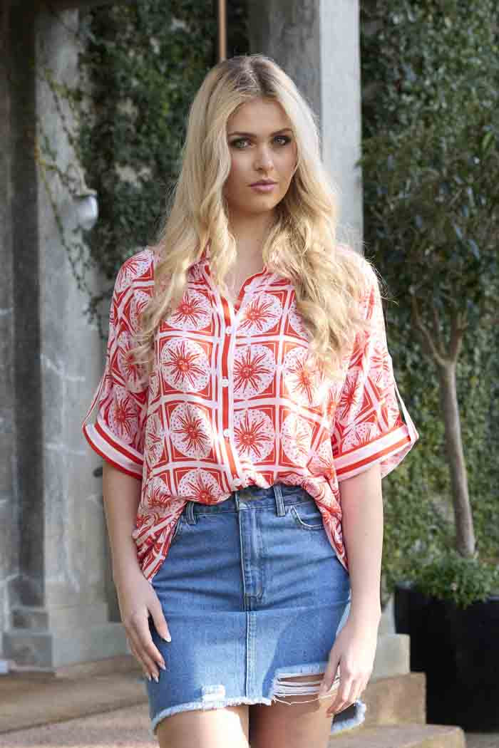 Tara Shirt - Red Print