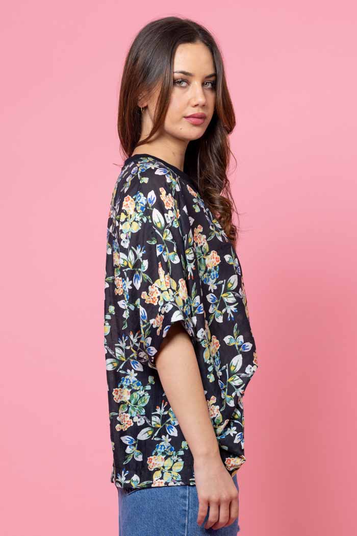 Lola Swing Top - Black Floral