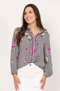 Zayla Stripe Blouse - Black