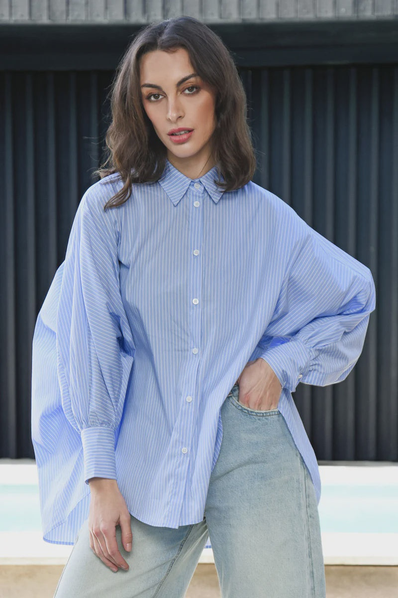 Living the Dream Shirt - Blue Stripe - Girl Next Door Fashion