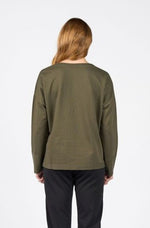 Long Sleeve Top with Reverse Detail - Olive