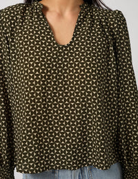 Cecily Blouse - Olive Mosaic