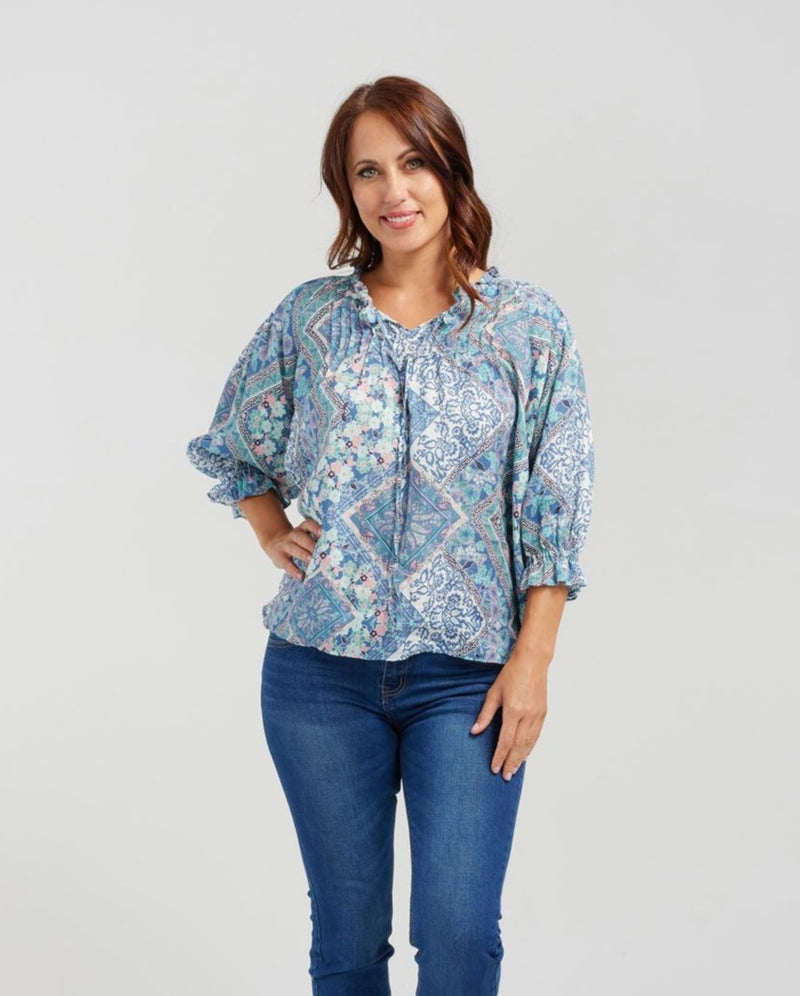 Claire Top - Mint Patio