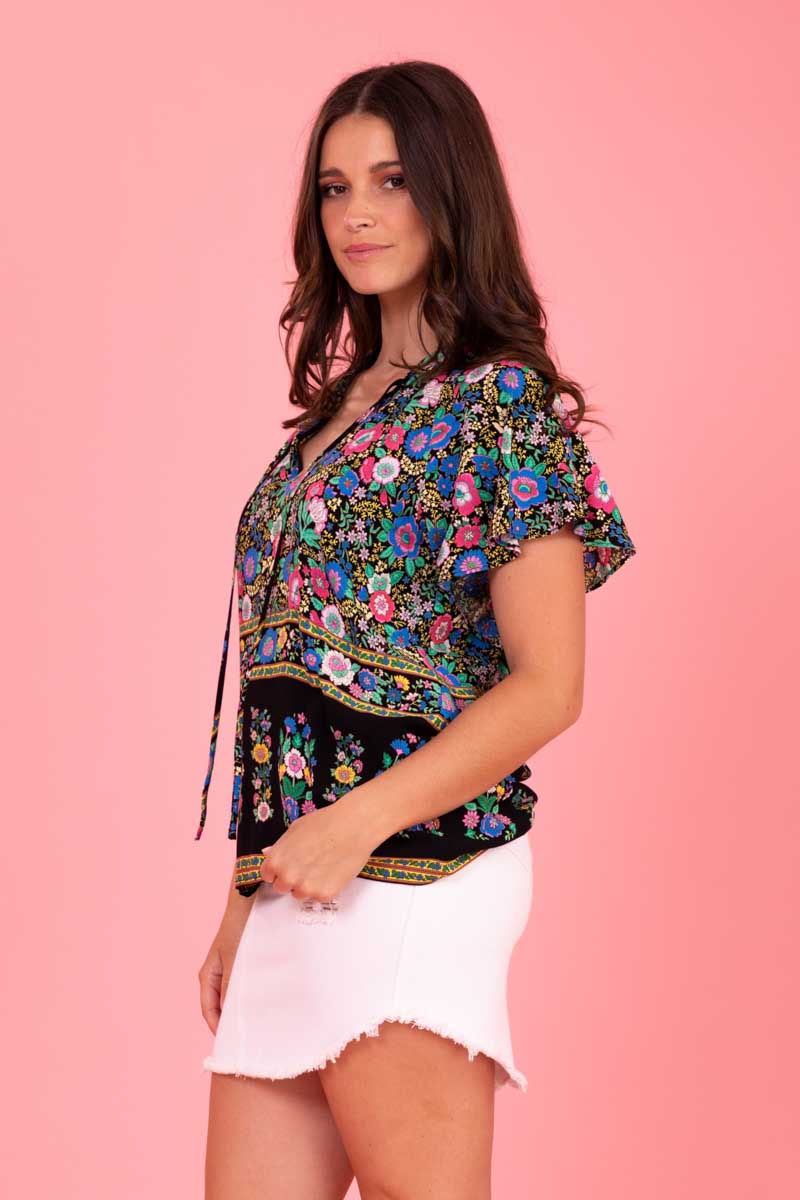 Clara Top - Black Boho