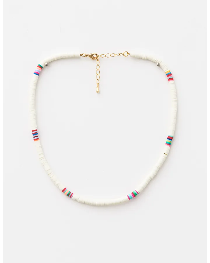 Clay Disc Necklace - White